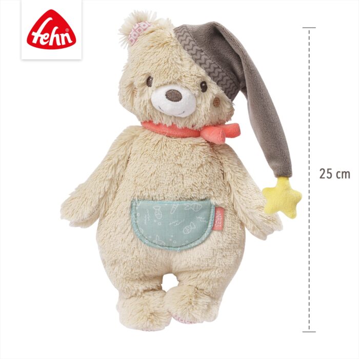 Fehn Kuscheltier Bär Bruno – Weicher Teddybär für Neugeborene als Einschlafhilfe - Stofftier zum Greifen, – Bild 3